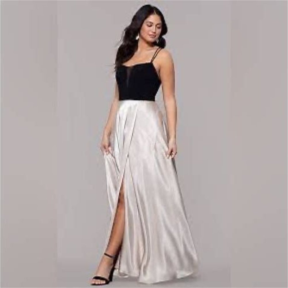 Black & Gold/Champagne Full Length Formal Gown